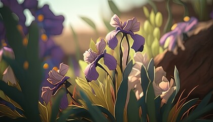 Fototapeta premium Spanish Iris in bloom background