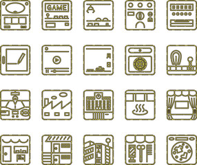 四角い点線アイコンセット 黄色