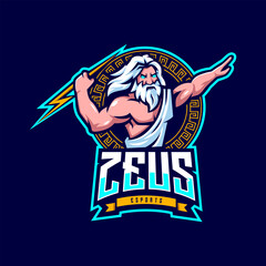 Zeus god esport logo design vector