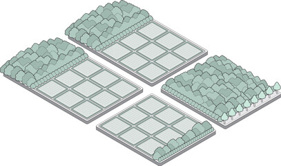 建物の立体的なイラスト. 街並みの景観.