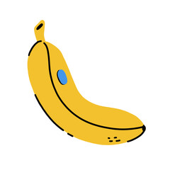 Banana illustration, hand drawn illustration, food illustrations, cartoon, breakfast, colorful flat illustration, Minimalist, 