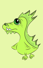 Cartoon little dinosaur. Vector illustration. Art, design, fantasy. Minimal design for text, packaging, print.