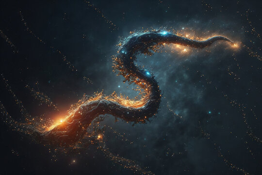 Water snake constellation, hydrus star constellation, deep space, star cluster. Generative AI