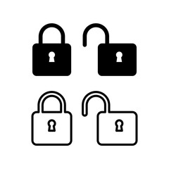 Padlock icon for apps and web sites on white background..eps