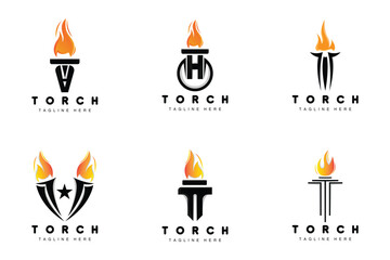 Torch Logo, Fire Design, Letter Logo, Product Brand Icon