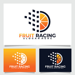 fruit racing logo vector design template