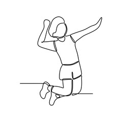 continuous line drawing of boy playing volleyball