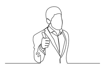 Fototapeta na wymiar continuous line drawing of handsome smiling confident businessman