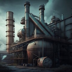 industrial buildings of the plant, metallurgy, heavy machinery, machine tool construction, fantasy, generated in AI