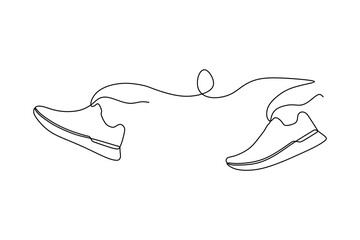 continuous line drawing of fitness sneakers shoes for training