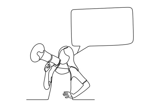 recommend clip art: continuous line drawing of woman holding megaphone