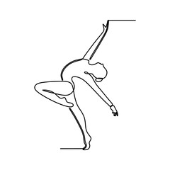 ballerina Pose One Line Drawing Illustration Continuous Line Art