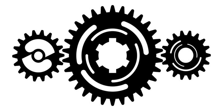 Cute gear system with modern style isolated with different size and design
