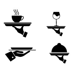 human hand with a tray icons trendy style illustration on white background..eps