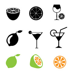  lemon lime icon set. vector lemon illustration on white background..eps