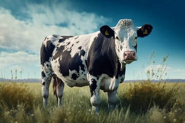 cow in the field meadow - generative ai