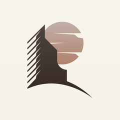 Elegant, simple and minimalist skyscraper logo design. Building logo template. Tall building logo