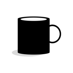 Black mug on white background. Vector illustration.