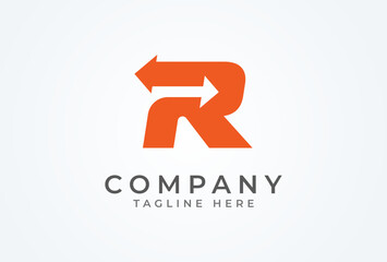 Initial R  Logo. letter R with two arrow inside, Usable for Business, Trading and logistic Logos, Flat Vector Logo Design Template, vector illustration