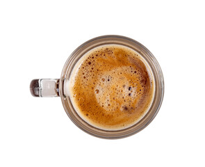 Black coffee in glass cup on transparent png