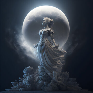 Moon goddess statue