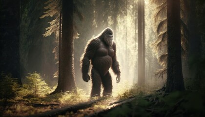 Beautiful Artistic Designer Cinematic Portrait of a Bigfoot Animal in its Natural Habitat: Celebrating Cute Creatures, Wildlife, Biology, Nature, and Biodiversity (generative AI