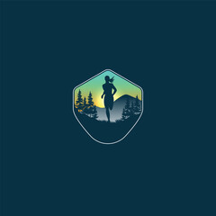 Ultra Trail running logo vector illustration on white background