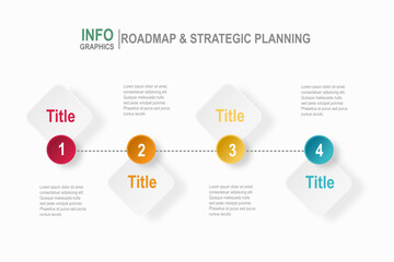 Infographic template for business plan ,strategy, roadmap. 4 Steps Modern Timeline diagram paper cut style, presentation vector infographics