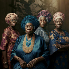 Generative AI. group of senior African aunties posing