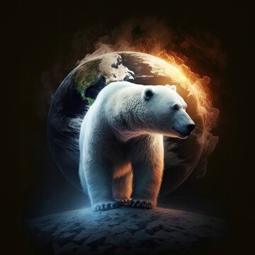 Polar Bear With Global Warming Concept Generative AI