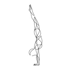 Yoga pose line drawing, asana, handstand
