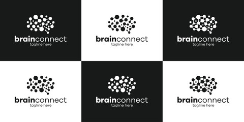logo design set brain and connection icon vector illustration inspiration