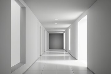 Fototapeta na wymiar White corridor background. Generative AI