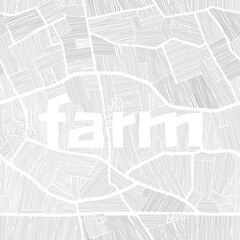 Top view of farmland black and white line art seamless vector pattern. Landscape background texture