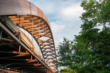 Naklejka premium Beautiful view of bridge and blue sky. The Thaddeus Kosciusko Bridge in Albany NY.