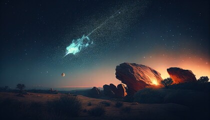 Beautiful Night Sky Landscape With Stars Wallpaper Generated AI HD 4K