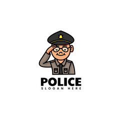 Vector Logo Illustration Police Mascot Cartoon Style.
