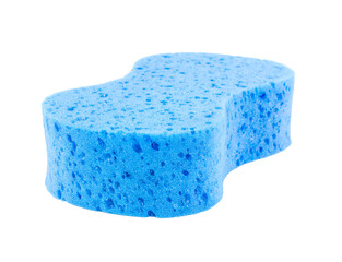 Blue sponge on white background