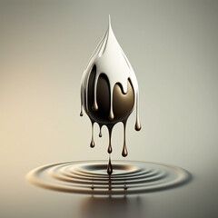 minimal chocolate mix milk drop in mid air, made with generative ai