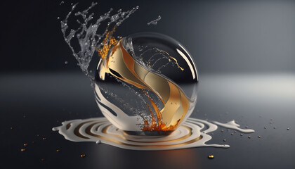 Helium mix water kintsugi background, popping at high altitude with high speed capture, made with generative ai