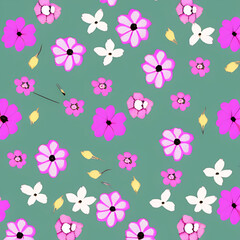 Seamless spring pattern flowers and leafs