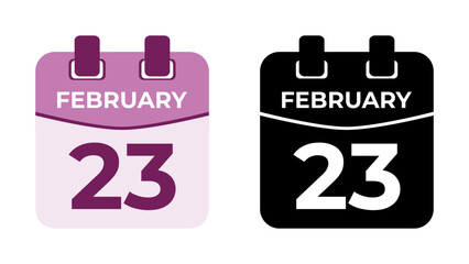 February 23 flat daily spiral calendar icon date vector image in matching color scheme. Suitable and perfect for design material, such as event or reminder. The best editable graphic resources.