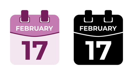 February 17 flat daily spiral calendar icon date vector image in matching color scheme. Suitable and perfect for design material, such as event or reminder. The best editable graphic resources.