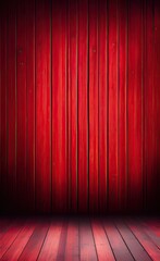 red curtain with wooden wall, Generative AI