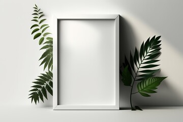 - A shadowed, empty picture frame on the wall. Mockup design for a simple picture frame. Generative AI