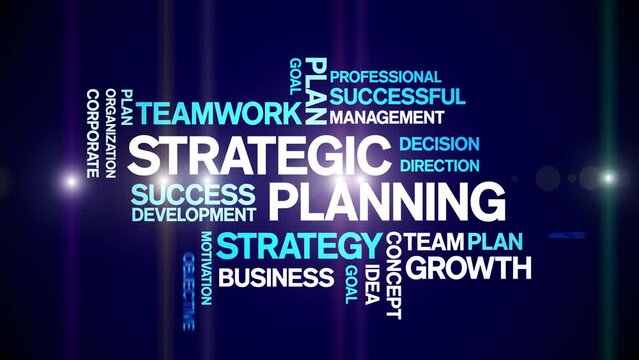 4k Strategic Planning Animated Tag Word Cloud;Text Design Animation typography seamless loop.