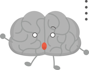 Brain mascot, brain nervous system, speechless expressions and actions