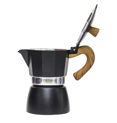 Moka pot italian coffee maker. File PNG.