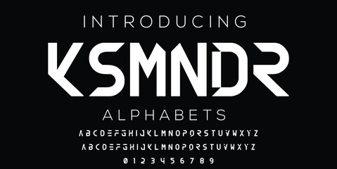 Modern style font design, alphabet letters and numbers vector illustration