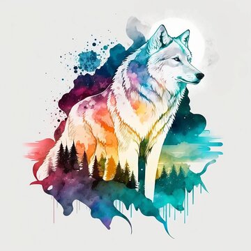 Wolf Watercolour Painting